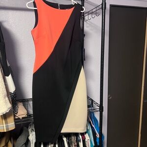 Tommy Hilfiger Asymmetrical Dress - Black, Red, Cream